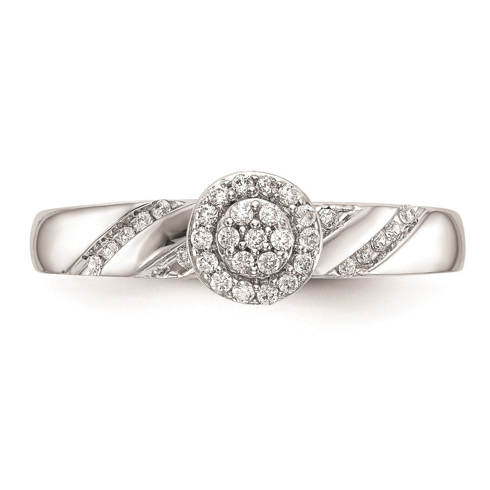 10K White Gold Halo Cluster 1/6 carat Diamond Trio Complete Engagement Ring