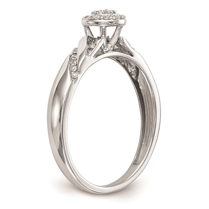 10K White Gold Halo Cluster 1/6 carat Diamond Trio Complete Engagement Ring