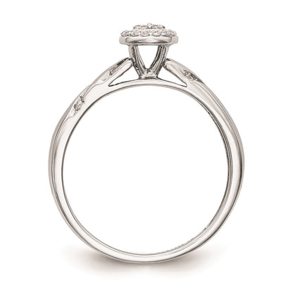 14K White Gold Halo Cluster AA Quality 1/6 carat Diamond Trio Complete Engagement Ring