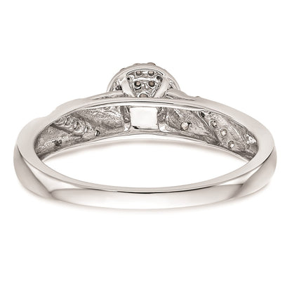 14K White Gold Halo Cluster AA Quality 1/6 carat Diamond Trio Complete Engagement Ring