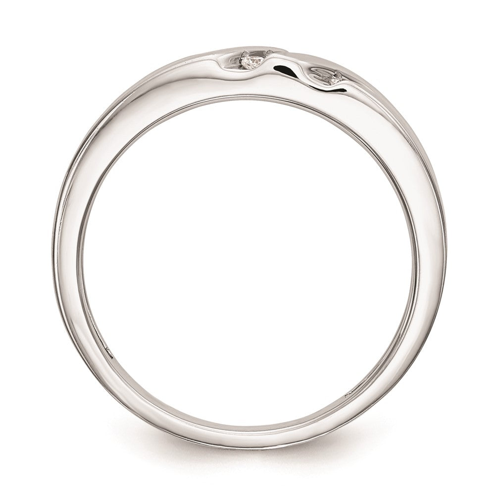 14K White Gold AA Quality 1/6 carat Diamond Trio Complete Men's Wedding Band