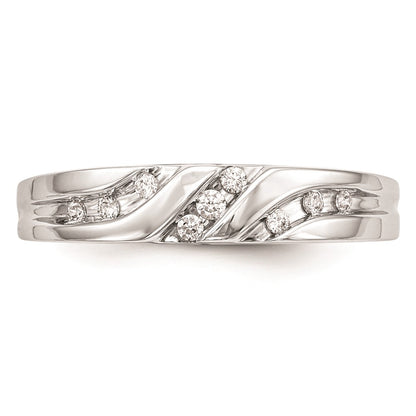 14K White Gold AA Quality 1/6 carat Diamond Trio Complete Men's Wedding Band