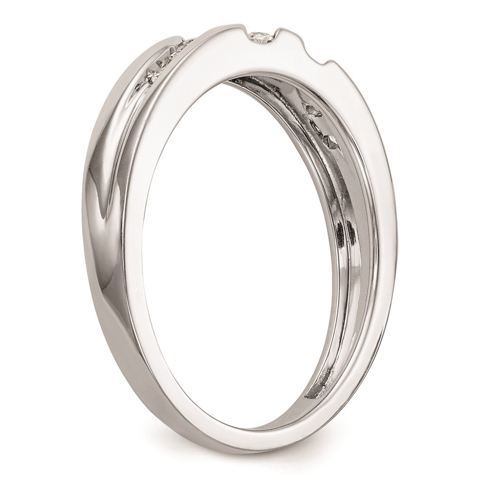 14K White Gold AA Quality 1/6 carat Diamond Trio Complete Men's Wedding Band