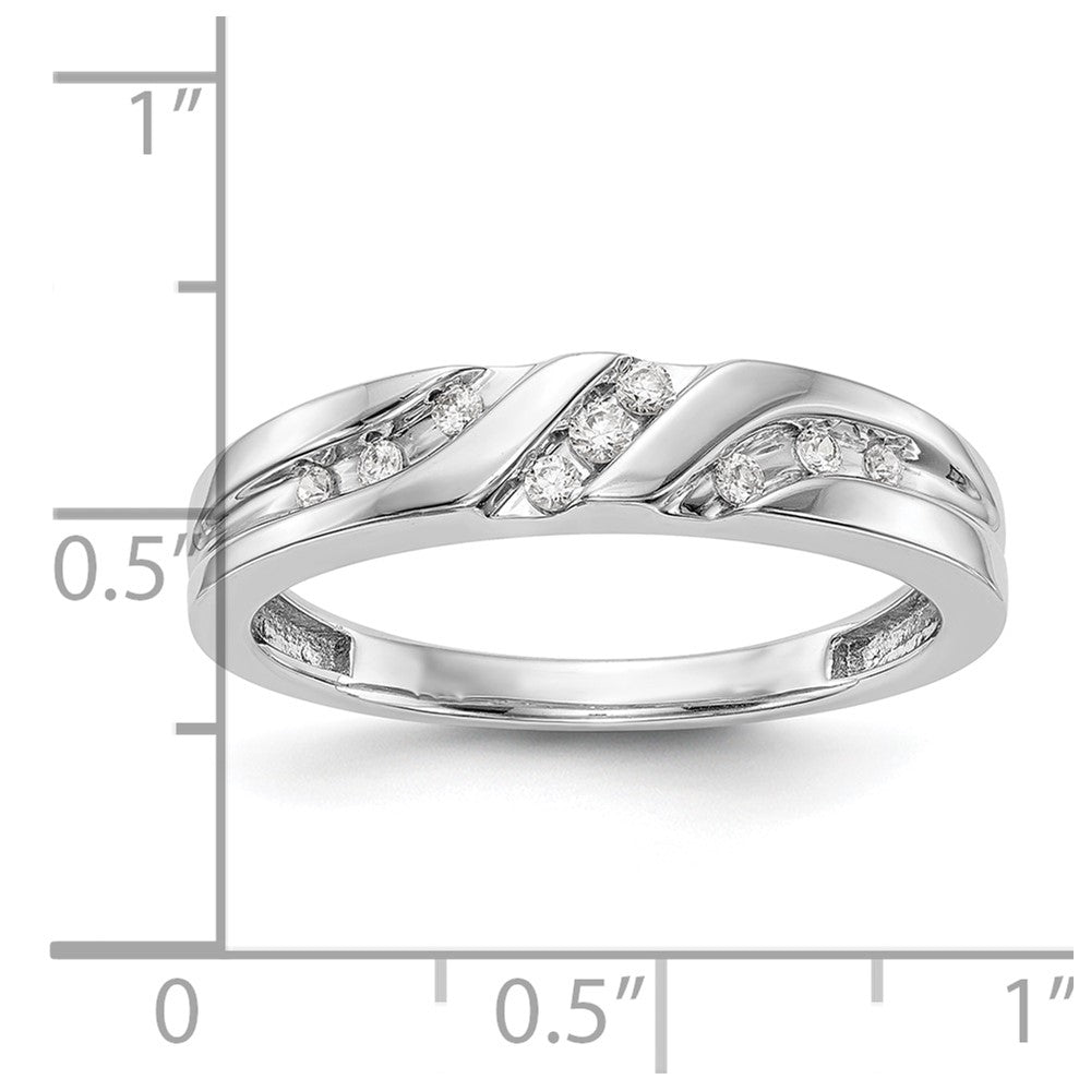 14K White Gold AA Quality 1/6 carat Diamond Trio Complete Men's Wedding Band