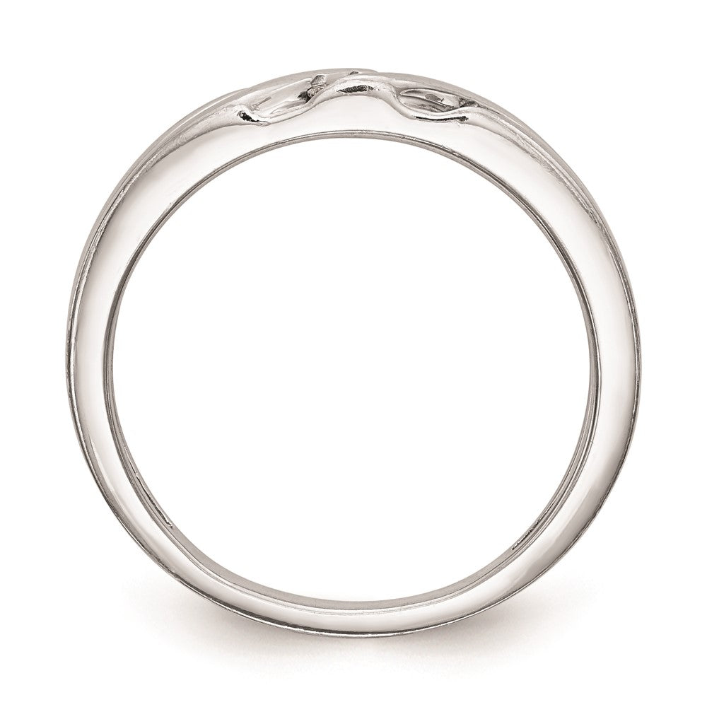 14K White Gold AA Quality 1/8 carat Diamond Trio Complete Ladies Wedding Band