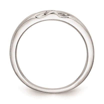 14K White Gold AA Quality 1/8 carat Diamond Trio Complete Ladies Wedding Band