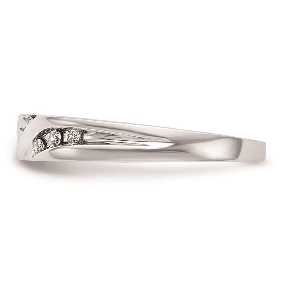 14K White Gold AA Quality 1/8 carat Diamond Trio Complete Ladies Wedding Band