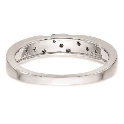 14K White Gold AA Quality 1/8 carat Diamond Trio Complete Ladies Wedding Band