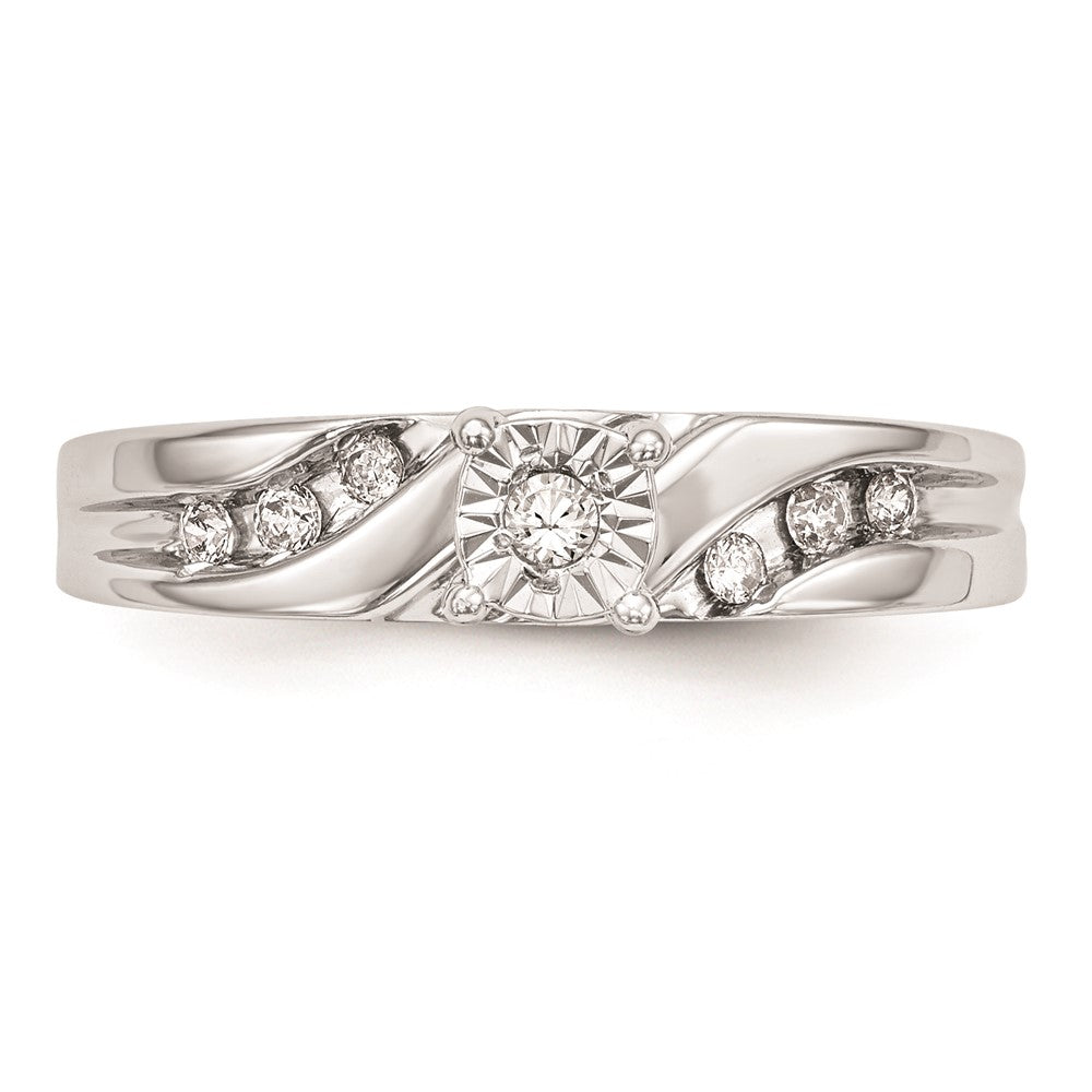 14K White Gold AA Quality 1/8 carat Diamond Trio Complete Engagement Ring