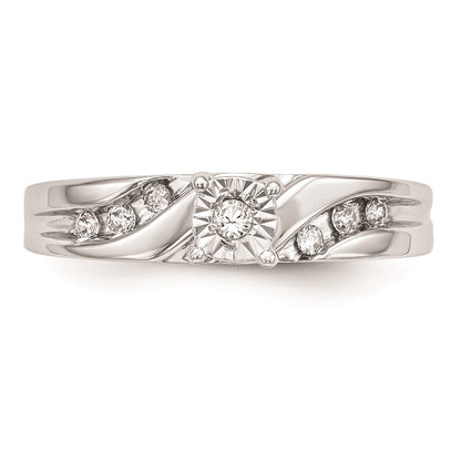 14K White Gold AA Quality 1/8 carat Diamond Trio Complete Engagement Ring