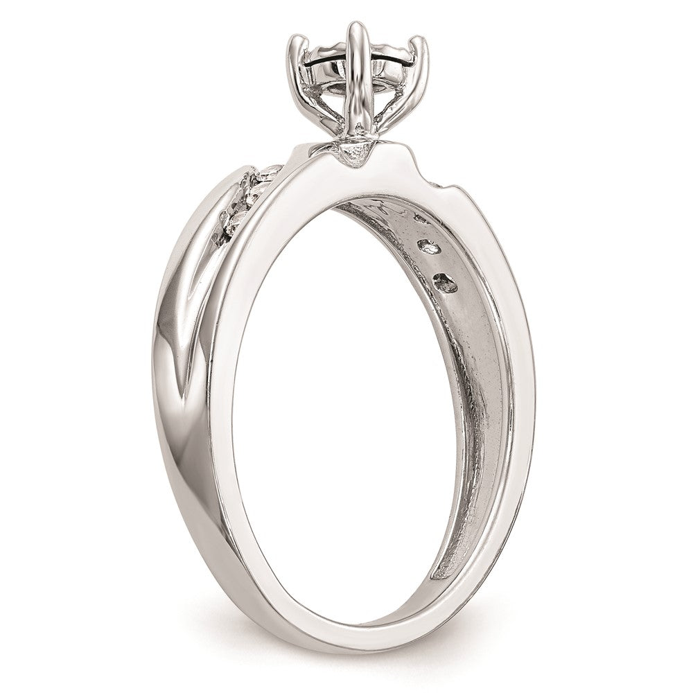 14K White Gold AA Quality 1/8 carat Diamond Trio Complete Engagement Ring