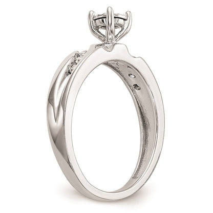 14K White Gold AA Quality 1/8 carat Diamond Trio Complete Engagement Ring