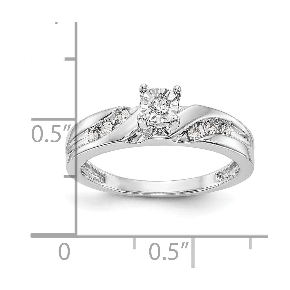 14K White Gold AA Quality 1/8 carat Diamond Trio Complete Engagement Ring
