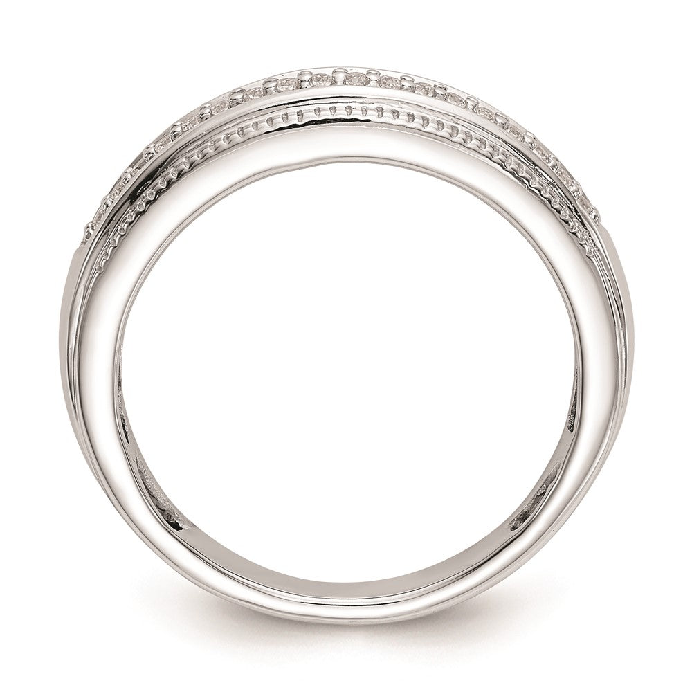 14K White Gold AA Quality 1/10 carat Diamond Trio Complete Men's Wedding Band