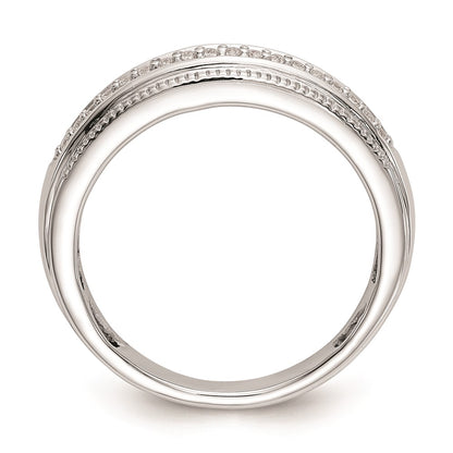 14K White Gold AA Quality 1/10 carat Diamond Trio Complete Men's Wedding Band