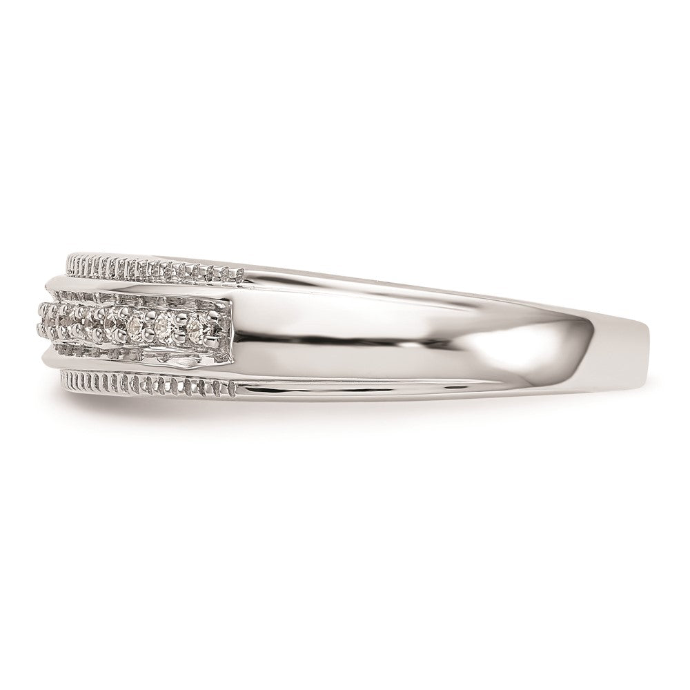 14K White Gold AA Quality 1/10 carat Diamond Trio Complete Men's Wedding Band