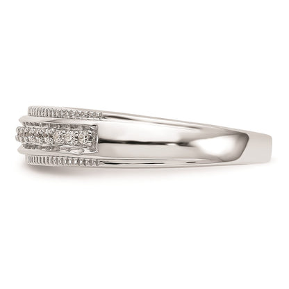 14K White Gold AA Quality 1/10 carat Diamond Trio Complete Men's Wedding Band