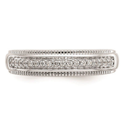 14K White Gold AA Quality 1/10 carat Diamond Trio Complete Men's Wedding Band