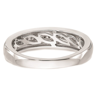 14K White Gold AA Quality 1/10 carat Diamond Trio Complete Men's Wedding Band
