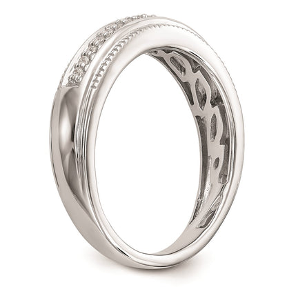 14K White Gold AA Quality 1/10 carat Diamond Trio Complete Men's Wedding Band