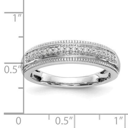 14K White Gold AA Quality 1/10 carat Diamond Trio Complete Men's Wedding Band