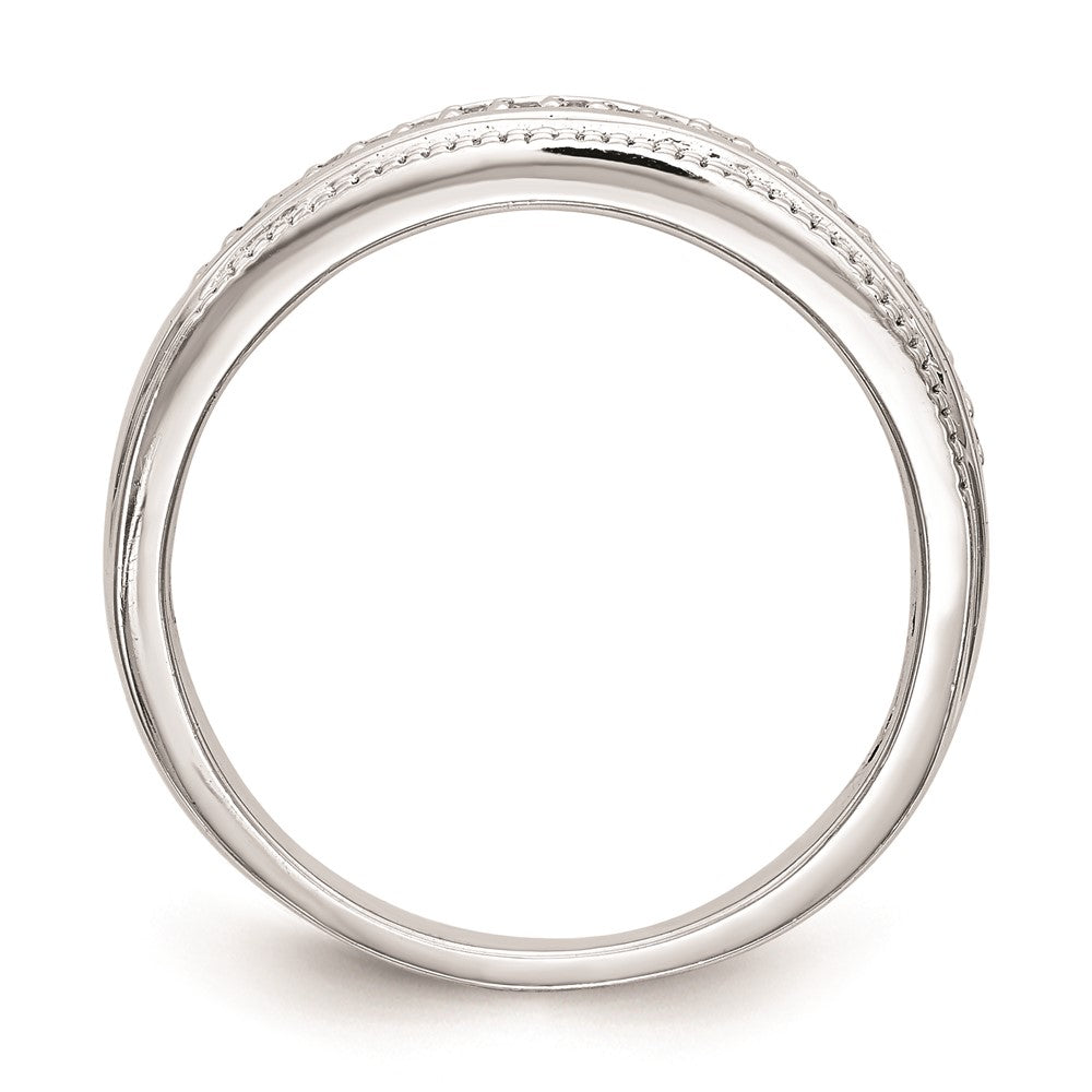14K White Gold AA Quality 1/10 carat Diamond Trio Complete Ladies Wedding Band