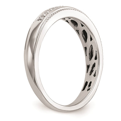 14K White Gold AA Quality 1/10 carat Diamond Trio Complete Ladies Wedding Band