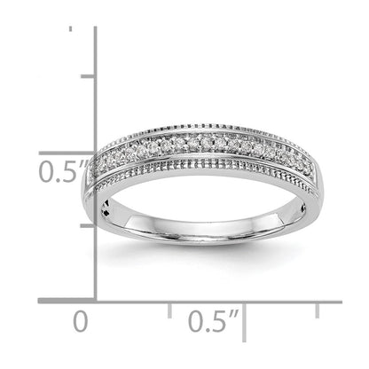 14K White Gold AA Quality 1/10 carat Diamond Trio Complete Ladies Wedding Band