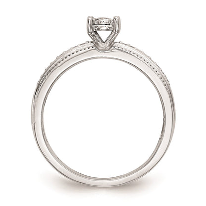 14K White Gold AA Quality 1/8 carat Diamond Trio Complete Engagement Ring
