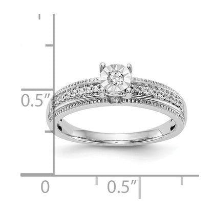 14K White Gold AA Quality 1/8 carat Diamond Trio Complete Engagement Ring