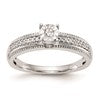 14K White Gold AA Quality 1/8 carat Diamond Trio Complete Engagement Ring