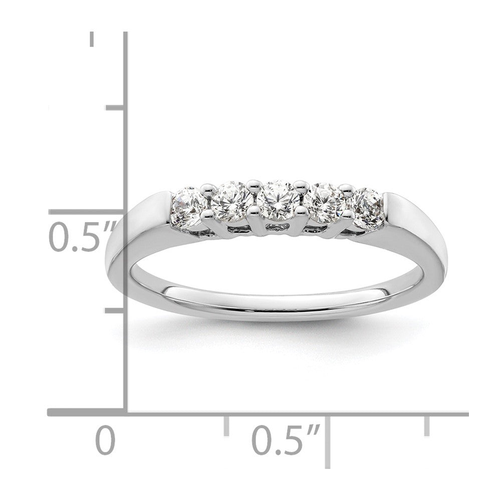 14K White Gold 5-Stone Shared Prong (Holds 5-2.5mm Round) Diamond Band Mounting