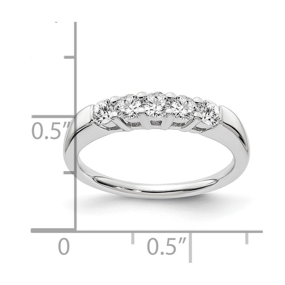 14K White Gold 5-Stone Shared Prong (Holds 5-2.9mm Round) Diamond Band Mounting