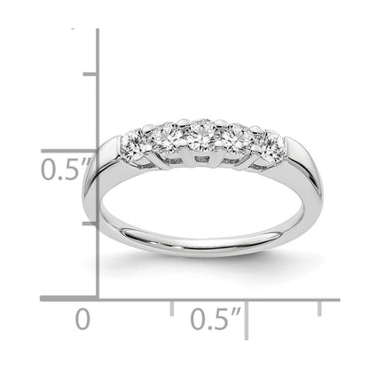 14K White Gold 5-Stone Shared Prong (Holds 5-2.9mm Round) Diamond Band Mounting