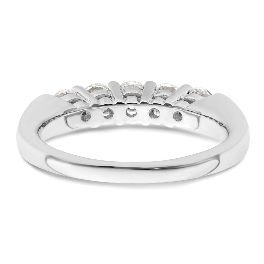 14K White Gold 5-Stone Shared Prong (Holds 5-3.4mm Round) Diamond Band Mounting