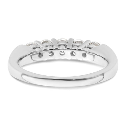 14K White Gold 5-Stone Shared Prong (Holds 5-3.4mm Round) Diamond Band Mounting