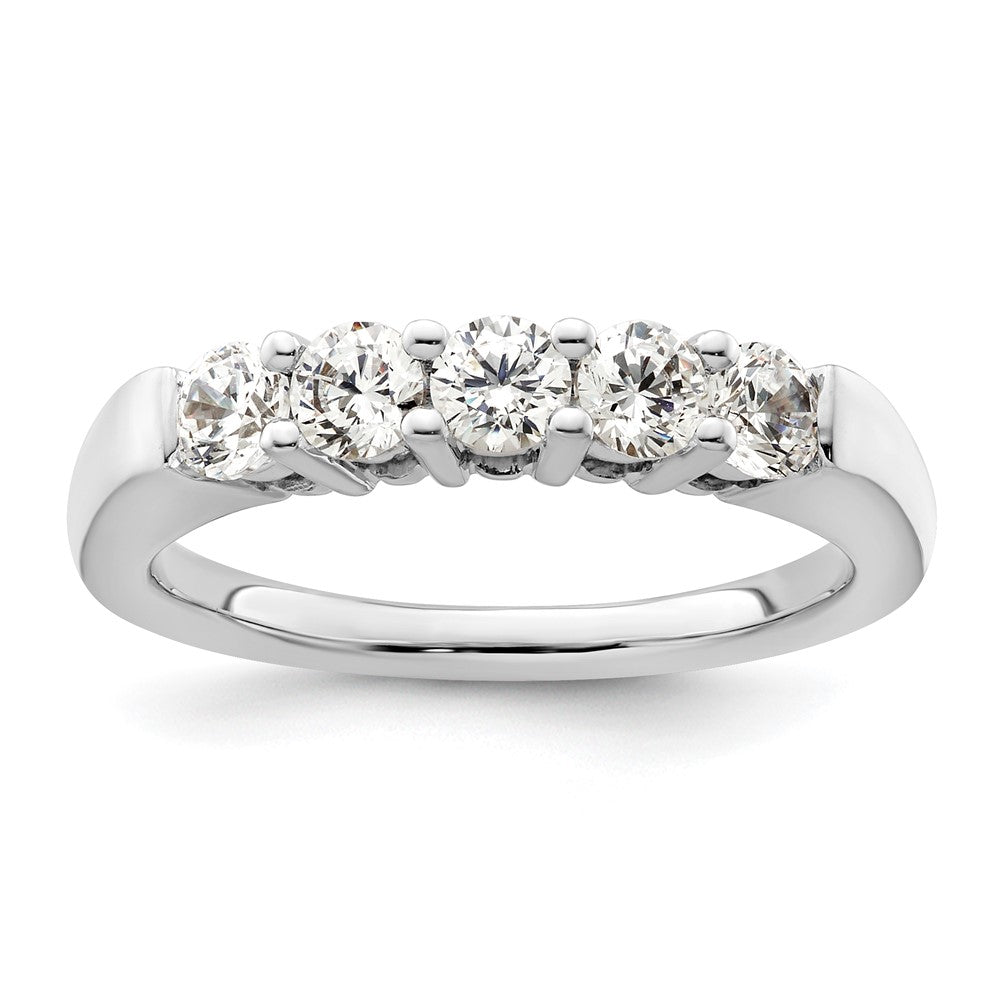 14K White Gold 5-Stone Shared Prong (Holds 5-3.4mm Round) Diamond Band Mounting