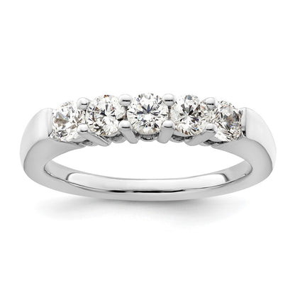 14K White Gold 5-Stone Shared Prong (Holds 5-3.4mm Round) Diamond Band Mounting