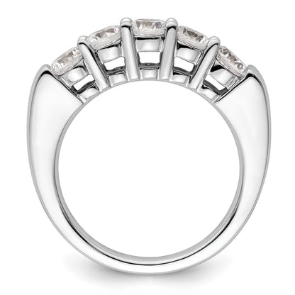 14K White Gold 5-Stone Shared Prong (Holds 5-4.3mm Round) Diamond Band Mounting