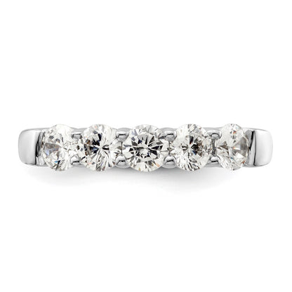 14K White Gold 5-Stone Shared Prong (Holds 5-4.3mm Round) Diamond Band Mounting