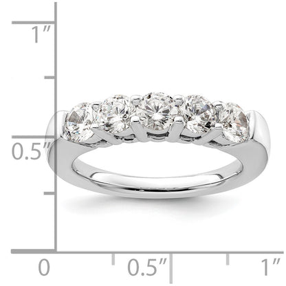 14K White Gold 5-Stone Shared Prong 1.5 carat Round Complete Diamond Band
