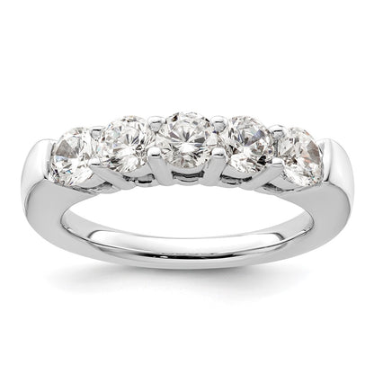 14K White Gold 5-Stone Shared Prong (Holds 5-4.3mm Round) Diamond Band Mounting