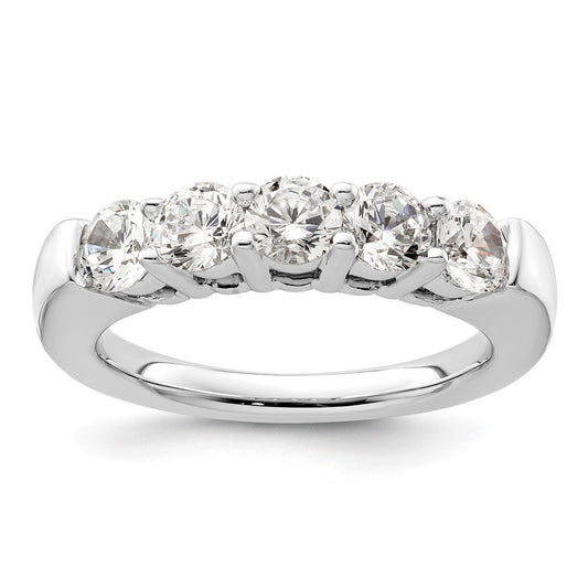 14K White Gold 5-Stone Shared Prong (Holds 5-4.3mm Round) Diamond Band Mounting