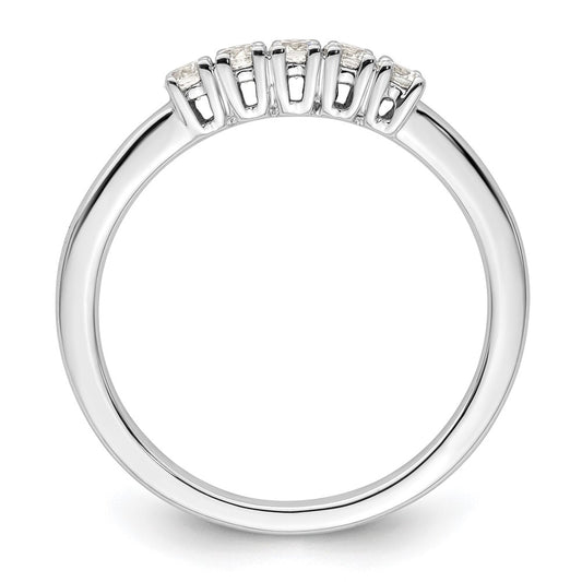 14K White Gold 5-Stone Shared Prong 1/4 carat Round Complete Diamond Band