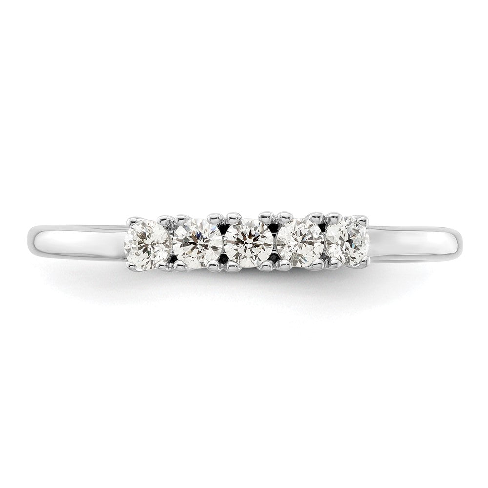 14K White Gold 5-Stone Shared Prong 1/4 carat Round Complete Diamond Band