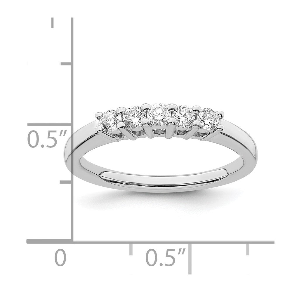 14K White Gold 5-Stone Shared Prong (Holds 5-2.5mm Round) Diamond Band Mounting