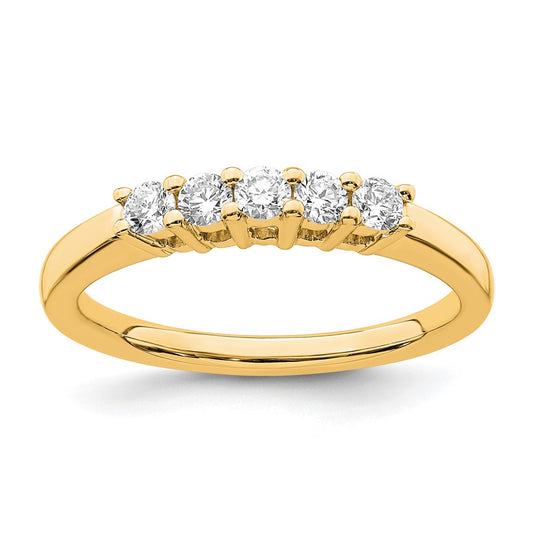 14K Yellow Gold 5-Stone Shared Prong (Holds 5-2.5mm Round) Diamond Band Mounting