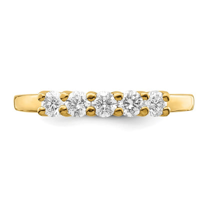 14K Yellow Gold 5-Stone Shared Prong (Holds 5-2.9mm Round) Diamond Band Mounting