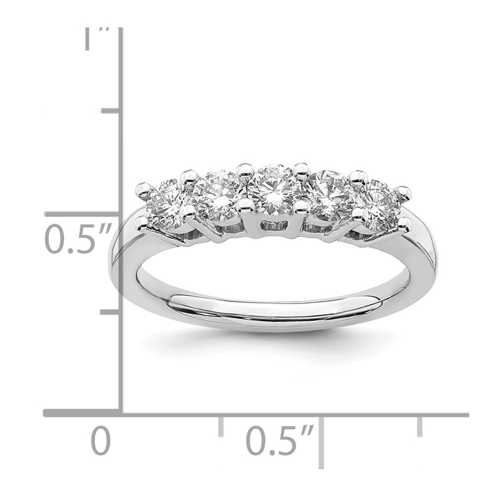 14K White Gold 5-Stone Shared Prong (Holds 5-3.8mm Round) Diamond Band Mounting