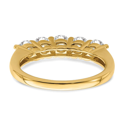 14K Yellow Gold 5-Stone Shared Prong (Holds 5-4.1mm Round) Diamond Band Mounting